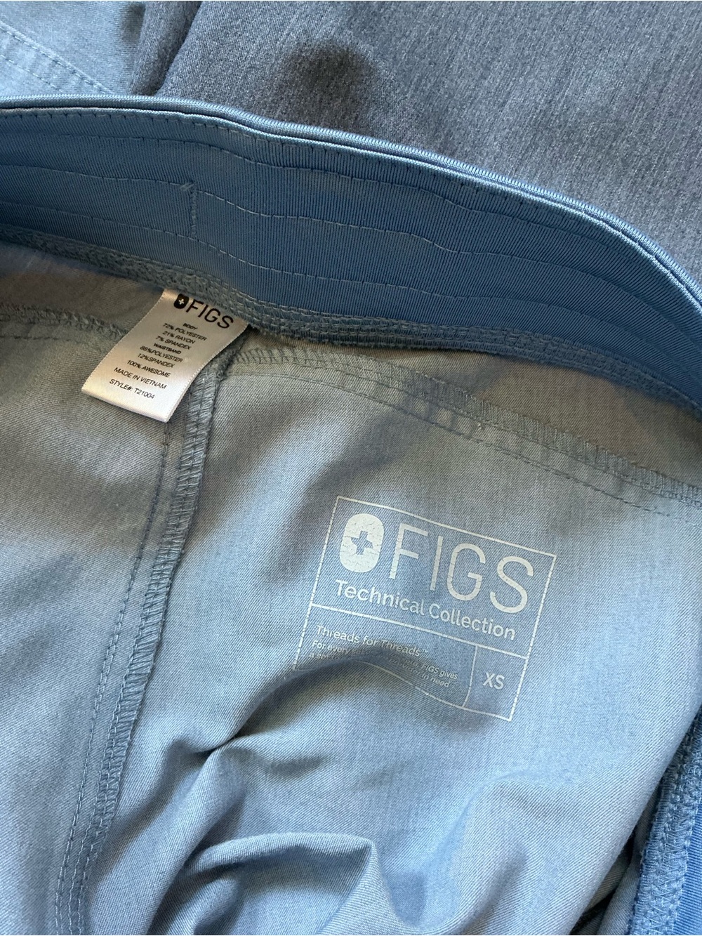 FIGS Brushed Heather Denim Look Scrub Pants, bundle of 2, XS - Picture 7 of 8